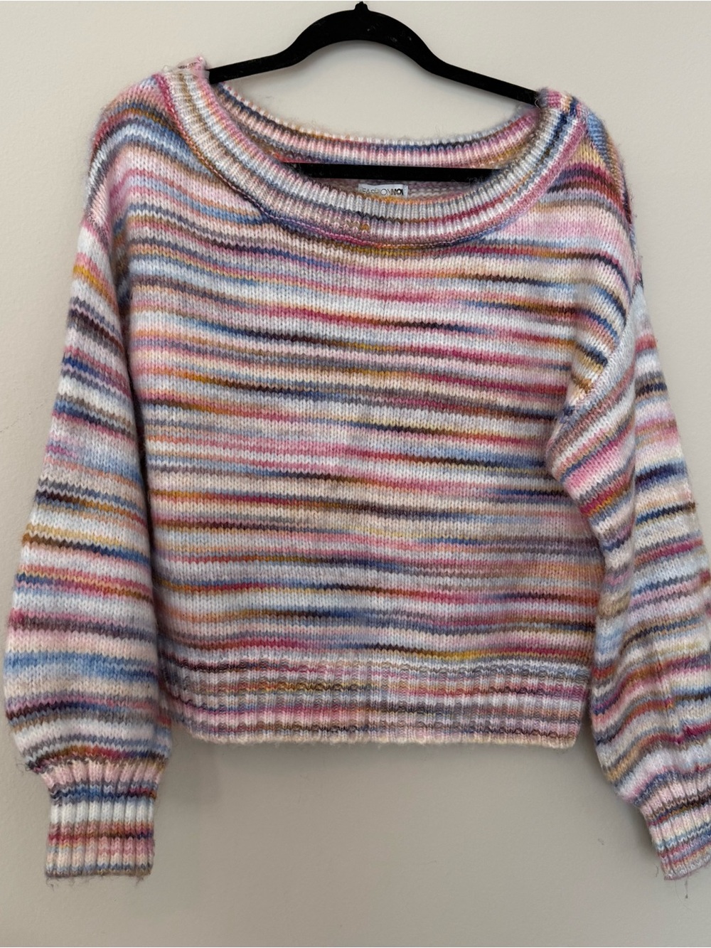 Fashion Nova Colorful Knit Off the Shoulder Sweater